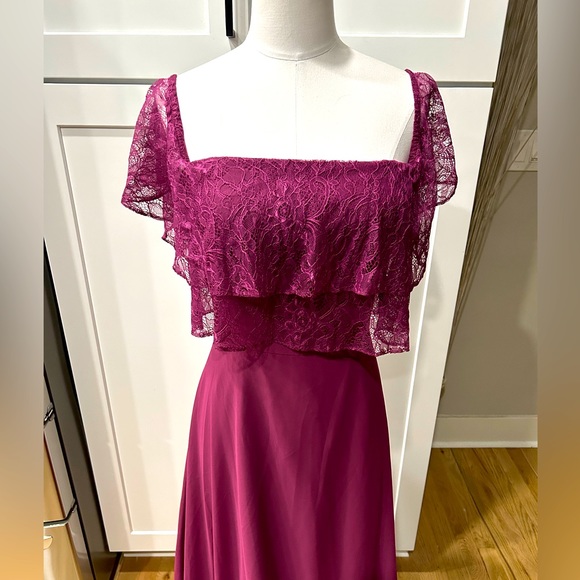 NWT Jasmine Off Shoulder Lace Layered Top Back Zip Maxi Dress - Picture 5 of 12
